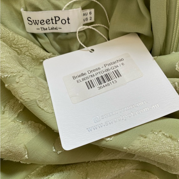 Sweetpot Pistachio Green Lace-Up Dress with Floral Appliqués - US 2 (NWT) - Picture 8 of 8